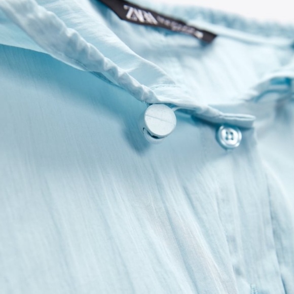 NewZara Pockets Buttons  Light Blue Hoodie jacket - Picture 11 of 16